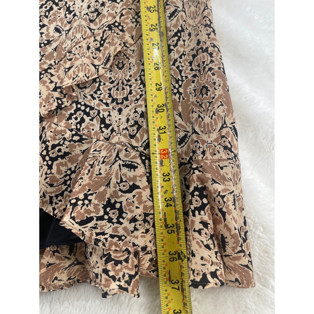 VTG Harolds Skirt Tan Black Damask Cotton Silk Ruffle Tiered Midi  Sz 10 Classic - Picture 7 of 9